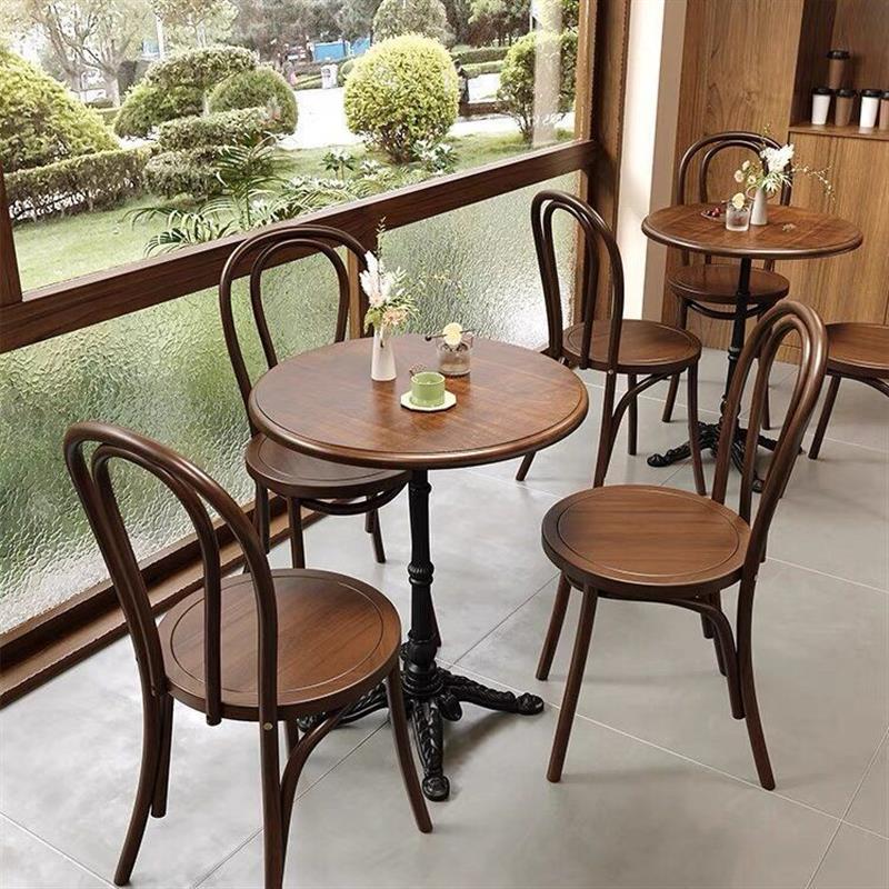 复古咖啡厅酒吧实木桌椅组合烘焙甜品奶茶店桌子西餐厅商用实木桌