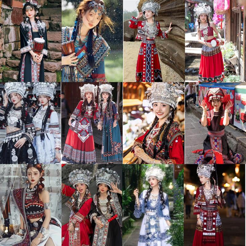苗族公主服装出租三月三瑶族壮族土家族女少数民族服装租赁