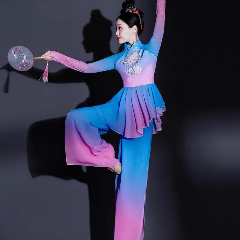 胶州秧歌舞演出服女中国风2024新款艺考古典扇子舞蹈服广场舞套装