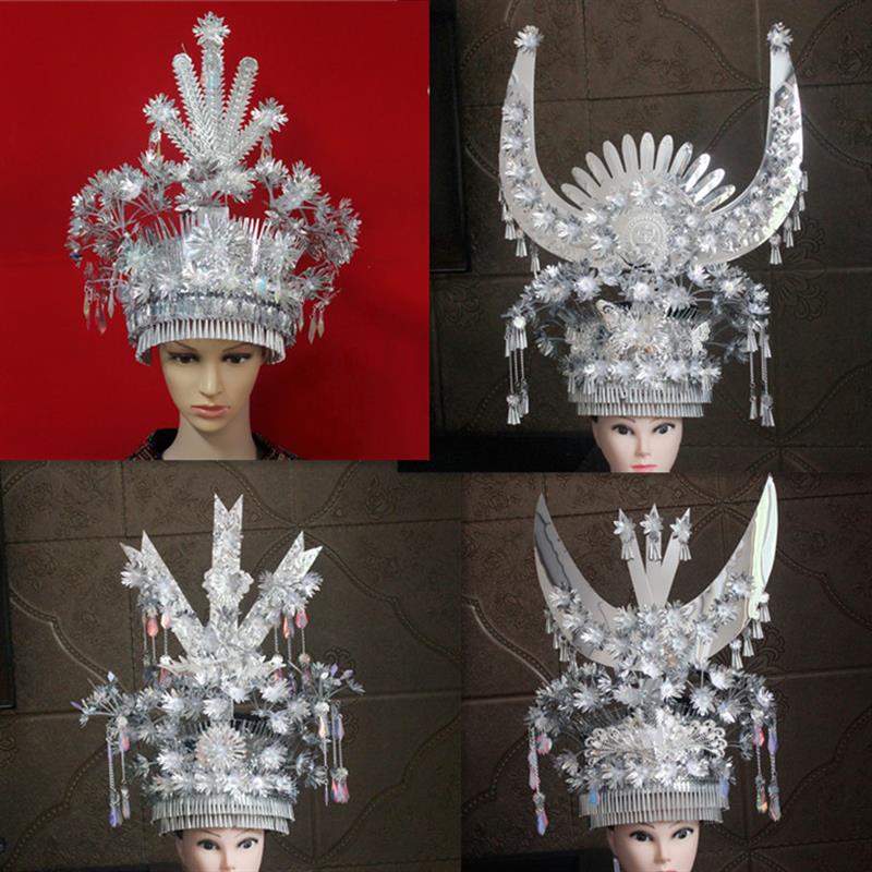 苗族演出新款银饰头钗少数民族侗族土家族银饰新款铝制品头冠头饰