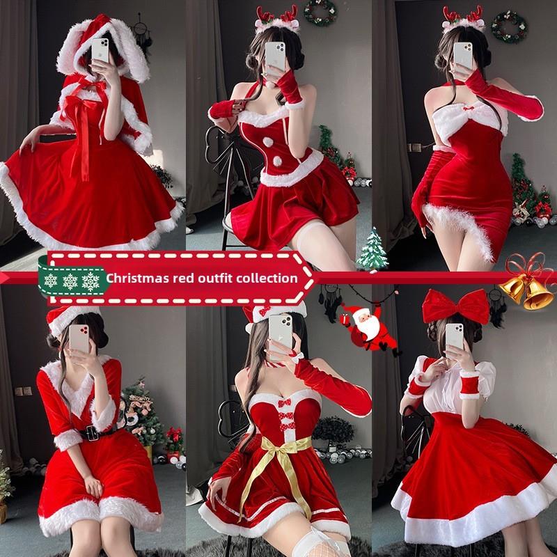 圣诞小猫咪性感圣诞制服兔女郎新年派对圣诞节服装夜店红色cos