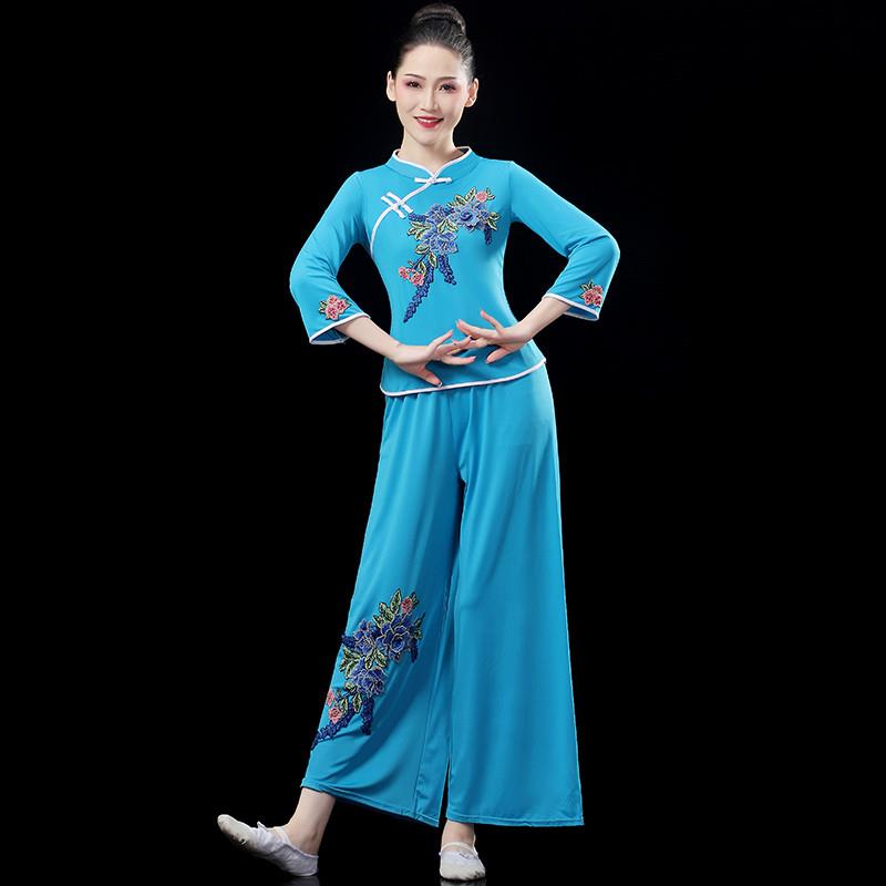 广场舞服装女2025新款扇子舞蹈演出服现代中老年民族风秧歌服套装