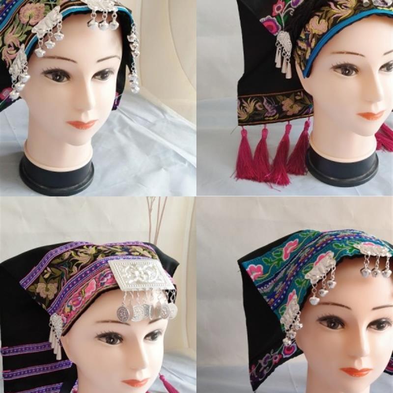 刺绣彝族头巾哈尼族苗族侗族配饰女头饰瓦盖少数民族演出壮族帽子