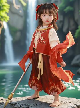 哪吒之魔童同款cos服装儿童演出服演出服服汉服舞蹈服男女童表演