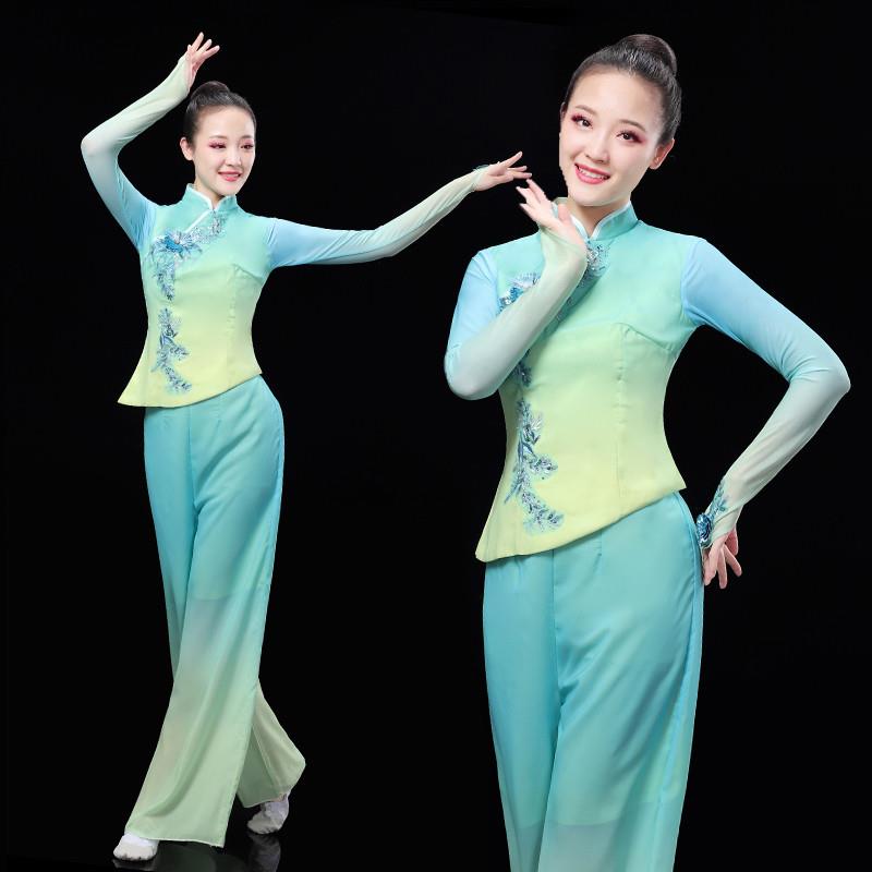 秧歌服演出服女2025新款套装中国风绿水青山舞蹈服扇子舞演出服装