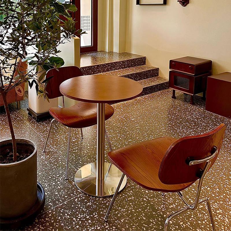 复古咖啡厅桌椅组合美式原木风海洋板餐桌甜品奶茶店椅子商用桌子