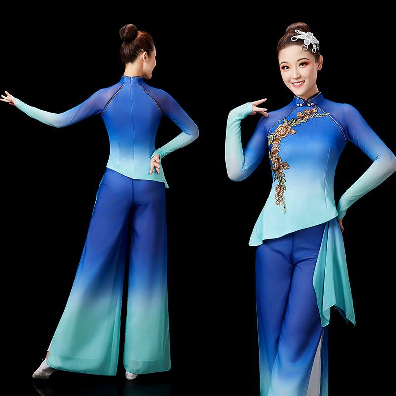 古典舞女成人伞舞扇子舞蹈服演出服胶州舞秧歌服表演服大气舞台服