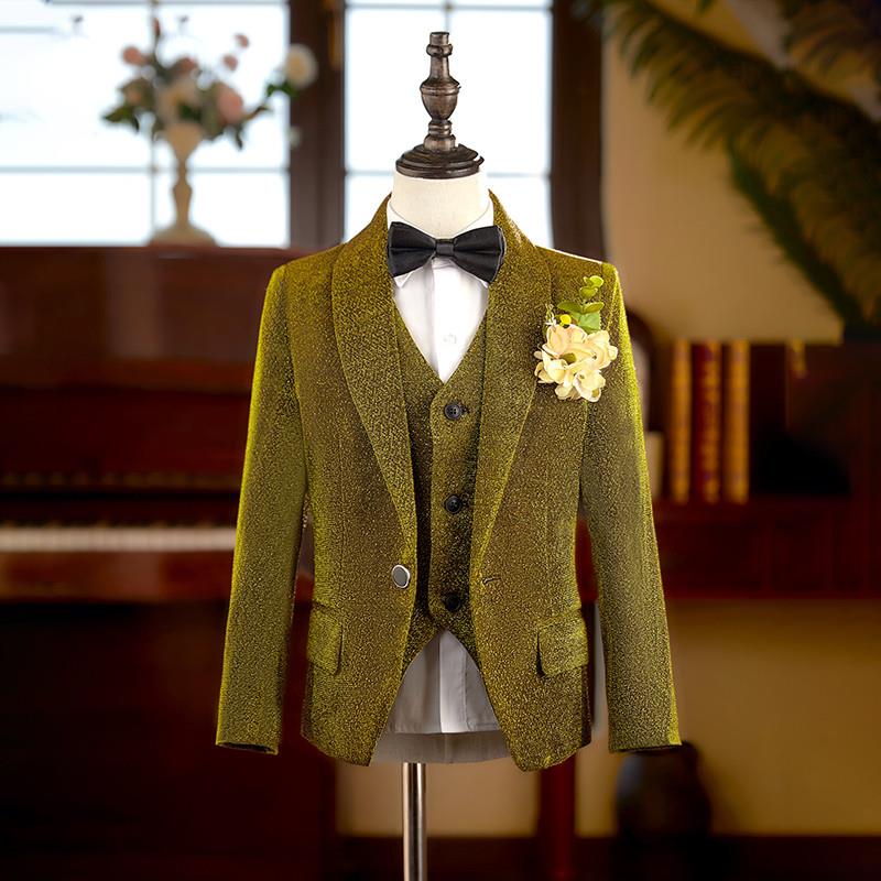 儿童小西装演出服男童礼服亮片舞台走秀套装晚会主持人儿童礼服潮