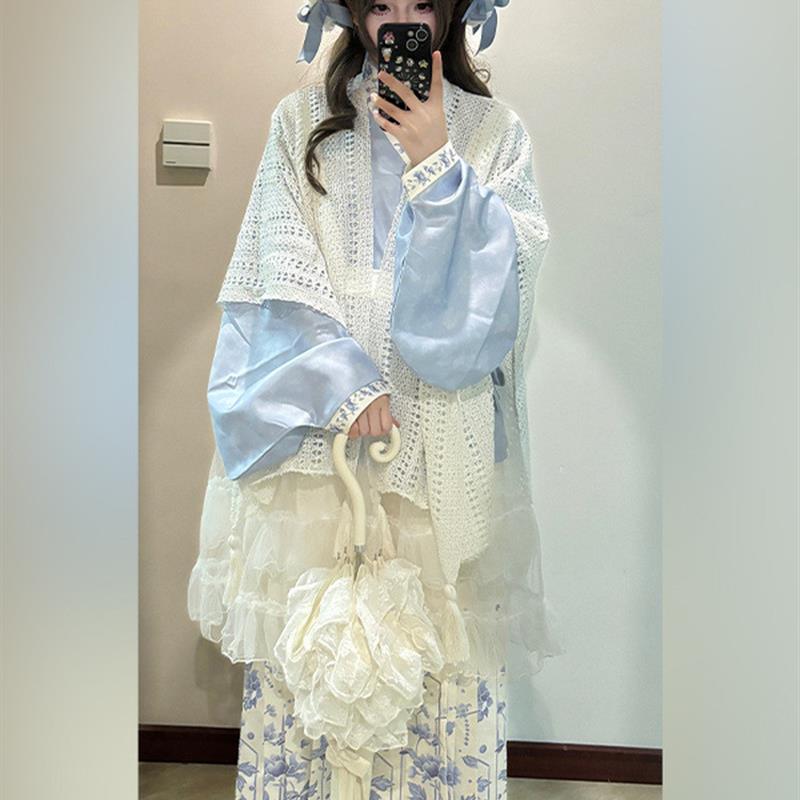 原创汉洋折衷明制汉服女交领琵琶袖马面裙洛丽塔罩裙套装