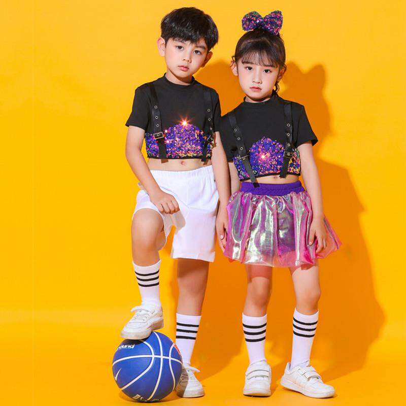六一儿童爵士舞蹈表演男女童幼儿嘻哈街舞潮啦啦队亮片演出服服装