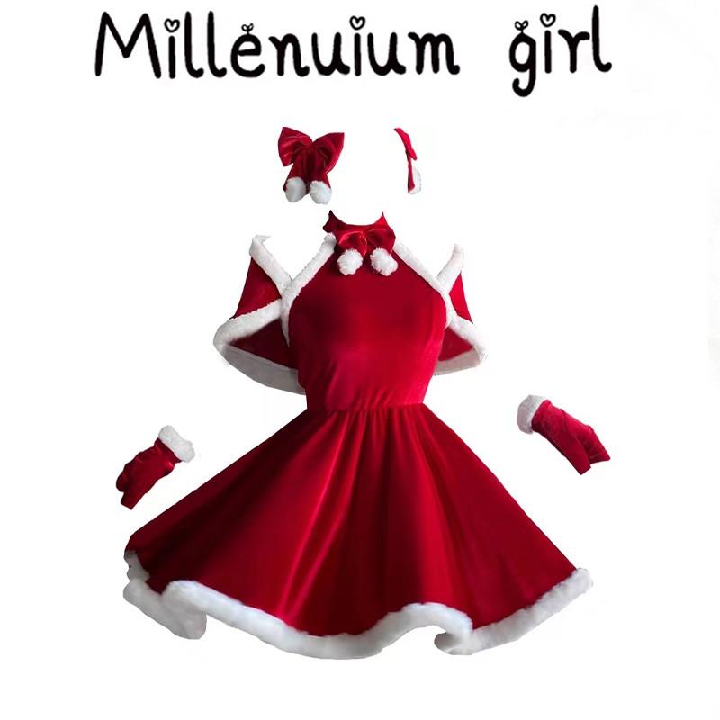 跨年万圣节圣诞战袍套装吊带裙女2025秋冬跨年性感制服连衣裙子辣