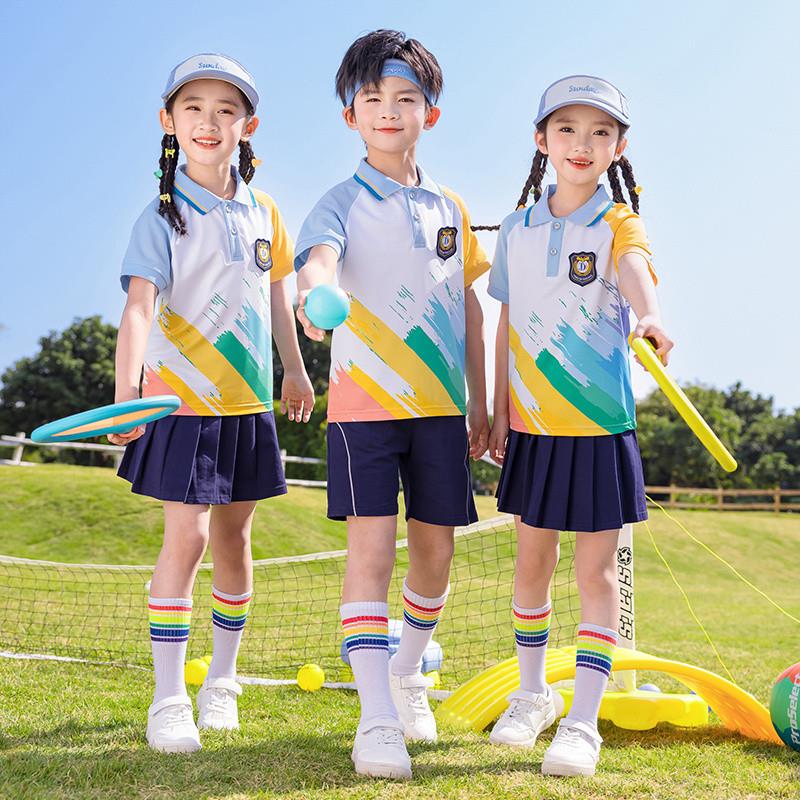 幼儿园园服夏季短袖速干衣班服套装学风儿童六一演出服小学生校服