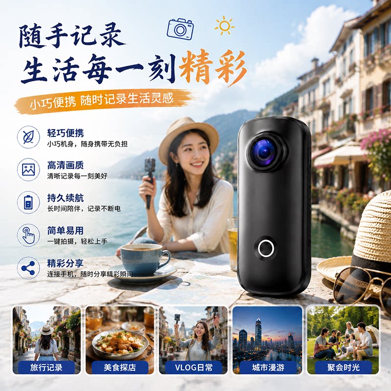 SJCAM速影C100+拇指运动相机4k高清生活vlog日常记录非360全景图片
