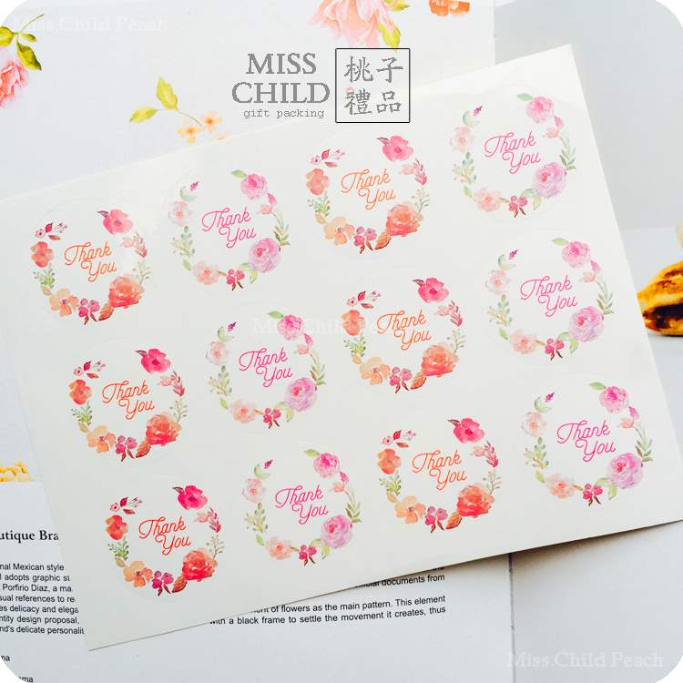 360贴彩色水晕染花朵贴纸 碎花花环贴thankyou礼品包装装饰封口贴|ruв категории фестиваль товаров/подарок, характер/порез/наклейка - от Buy2taobao.com для оказания профессиональной услуги покупки агента Taobao