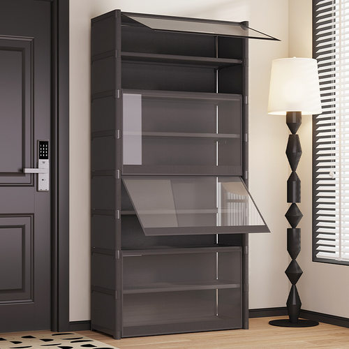 门口防尘鞋柜家用多层鞋架简易大容量鞋子收纳全封闭鞋架透明防潮