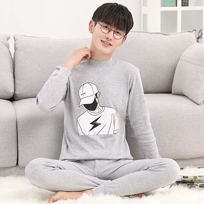 秋衣秋裤纯棉男大童保暖内衣套装薄款初高中学生棉毛衫青少年秋冬