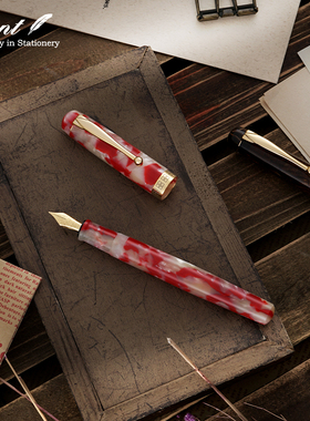 日本Pent x 大西制作所 红锦鲤钢笔纯手工制作笔杆铱金笔尖日常书写练字送礼