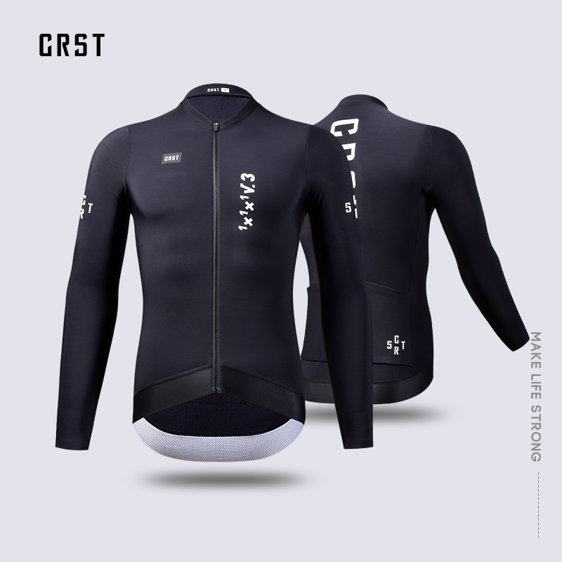 CRST防风保暖耐寒通勤训练男女款自行车骑行服秋冬新款抓绒长袖