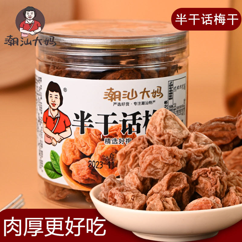 寻味潮汕半干话梅九制话梅酸咸甜泡水网红孕妇零食梅子258g/罐