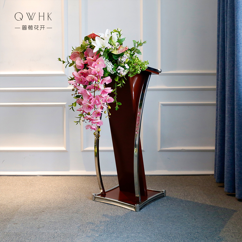 演讲台桌花仿真花摆件会议室宴会主持台假花前台花艺装饰花卉摆设