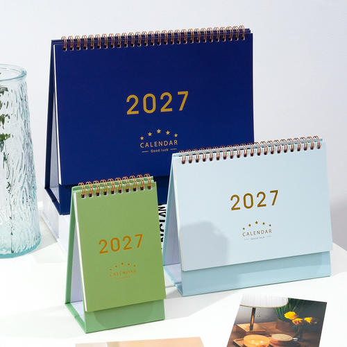 2027年台历莫兰迪色简约烫金桌面摆件2026年跨年日历计划本月历本