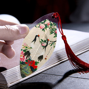 中国风古典书签叶脉书签仙鹤书签系列传统文化书签送长辈礼品流苏