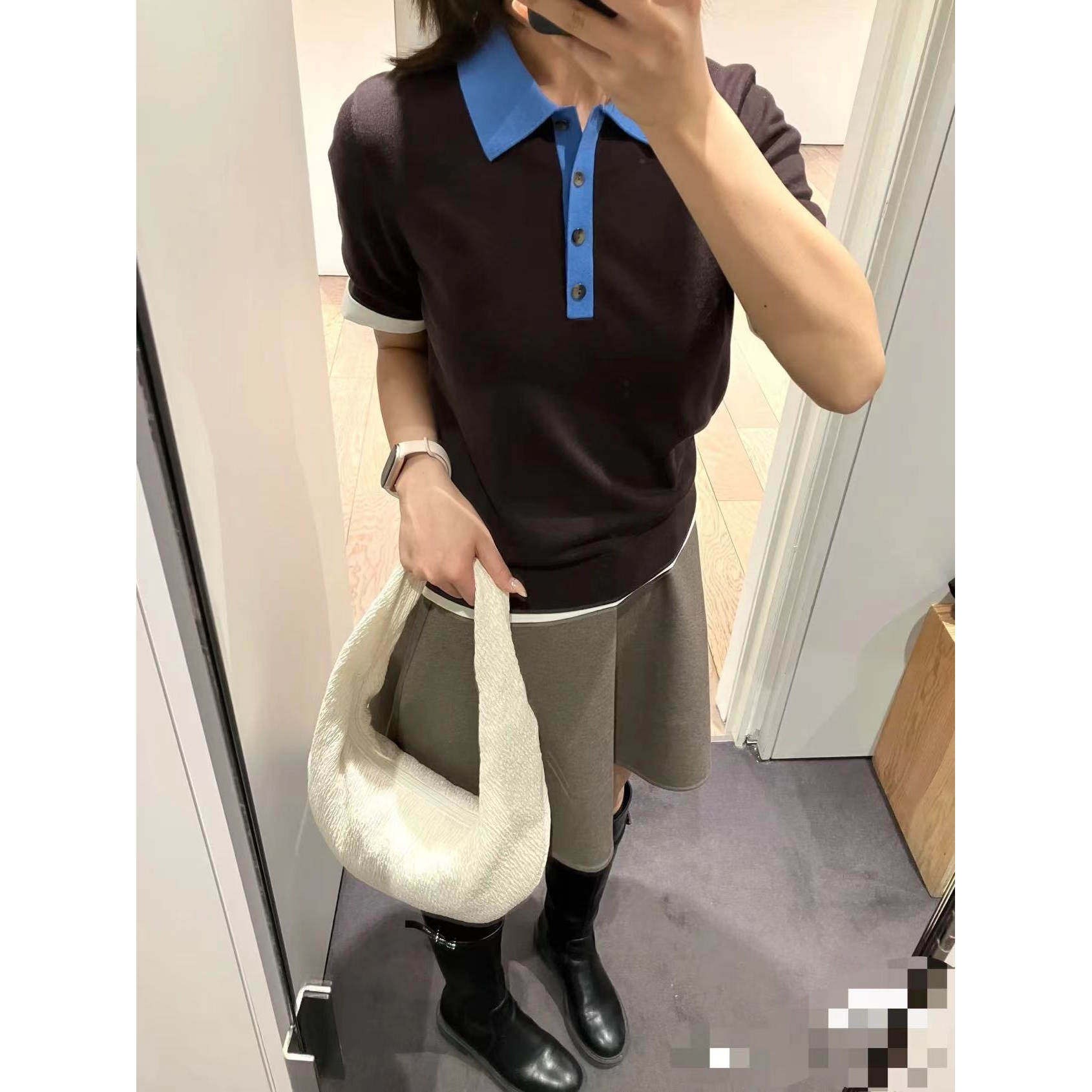 超火上衣老钱风上衣翻领亨利领短袖学院polo衫半身裙小衫
