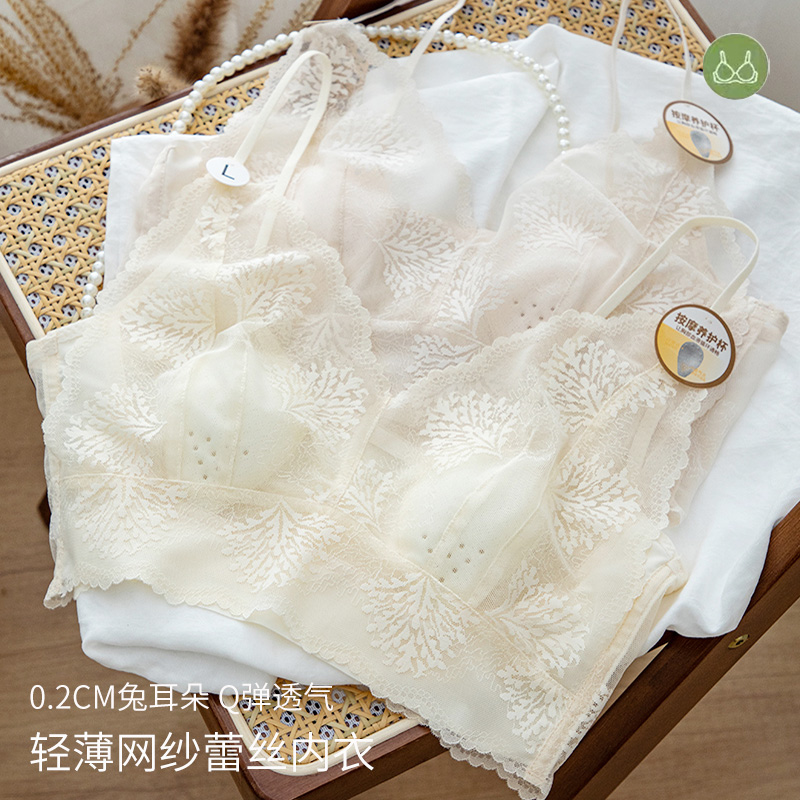 法式蕾丝性感美背吊带文胸夏抹胸