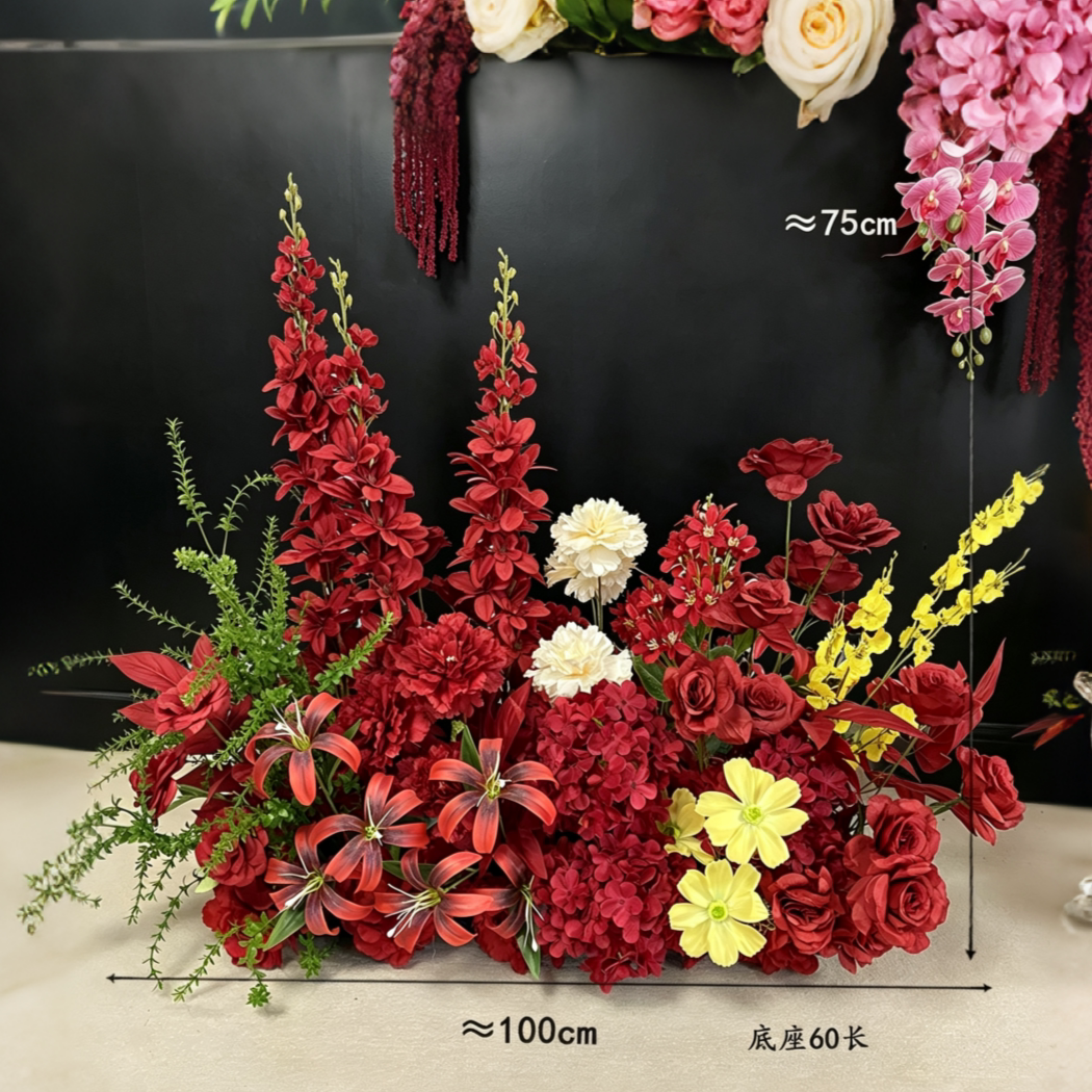 仿真花婚礼现场布置新中式红色花婚庆绢花