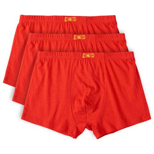 100%棉男士内裤福字本命年大红色平角裤青年裤头透气加肥大码底裤