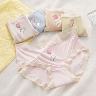莫代尔内裤女纯棉裆夏季薄款少女中腰甜美学生无痕潮流款三角短裤
