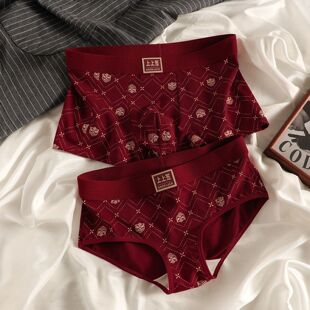 2026马年红色情侣内裤结婚本命年一男一女三角裤新婚纯棉抗菌男裤
