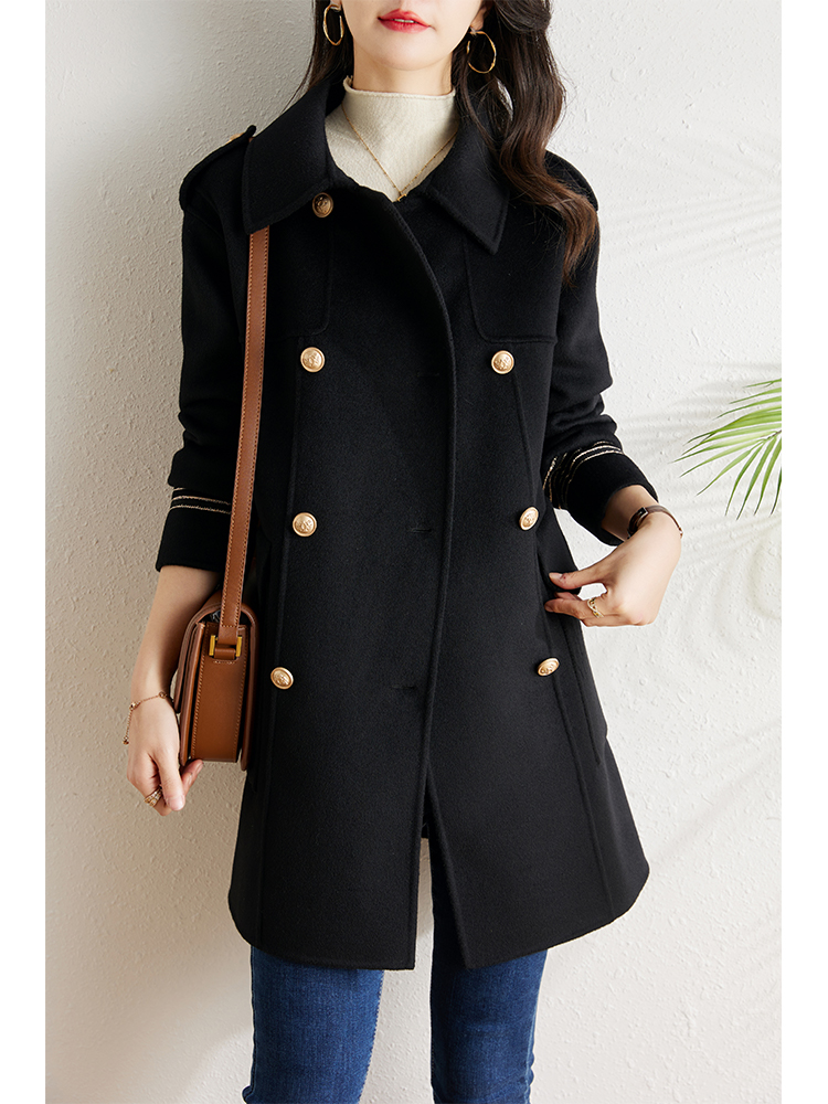 速发春季0面零宽衣2双25新款韩版大松时尚双排扣呢外套