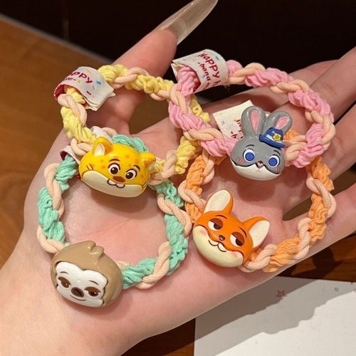 卡通布标疯狂动物城朱迪尼克发圈少女高弹力麻花扎头皮筋百搭发绳