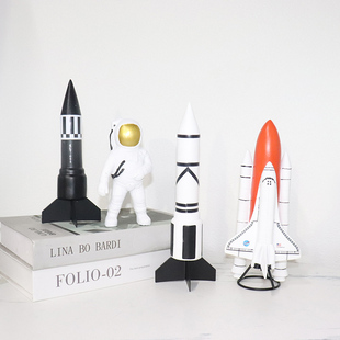 样板间儿童房摆件男孩房书桌面装饰品宇航员飞船火箭主题软装摆设