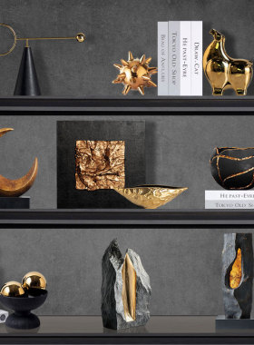 意式轻奢高级黑金艺术雕塑装饰品