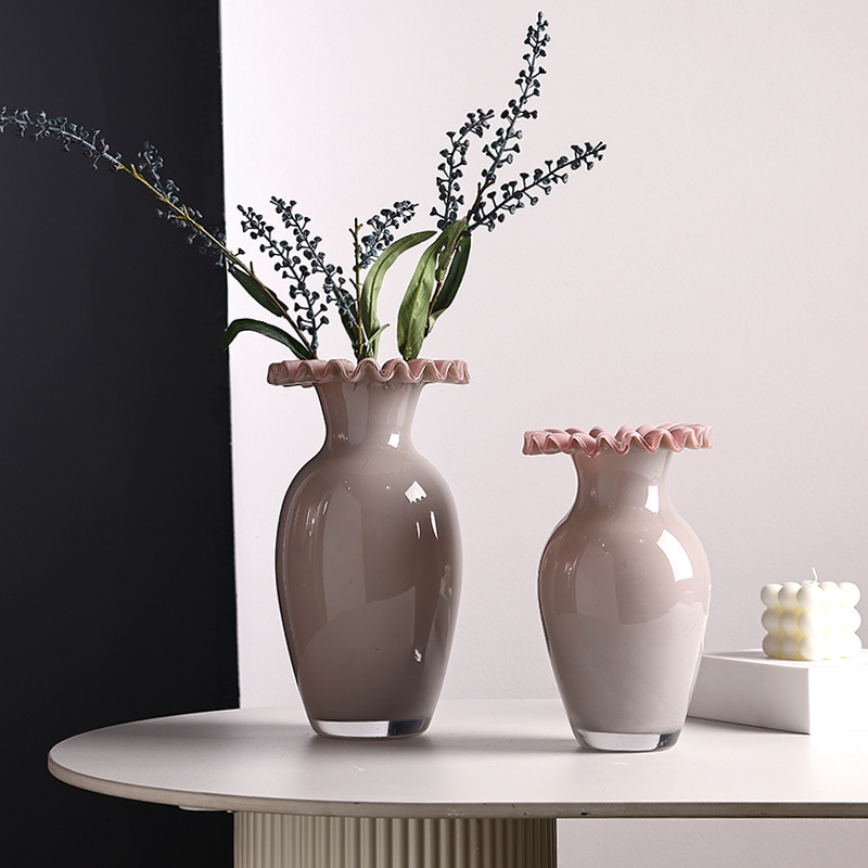 波浪边琉璃花瓶水晶新中式餐桌