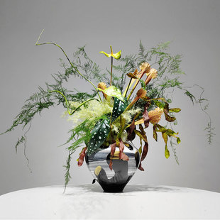 新中式仿真花摆件酒店大堂样板房售楼处前台接待台花艺枯枝装饰品