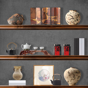 高端会所别墅办公室工艺品新中式软装饰品茶室茶壶陶罐侘寂风摆件