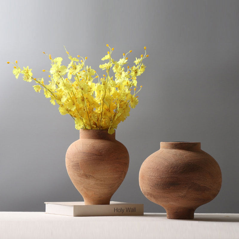 侘寂风陶瓷花瓶仿古做旧摆件客厅电视柜玄关民宿装饰红泥土粗陶罐,家居饰品,花瓶,淘宝优惠券,粉丝福利购,淘宝优惠卷