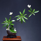 新中式 仿真水石榕花许愿花枯枝绿植盆景花艺酒店茶室花架造景摆件