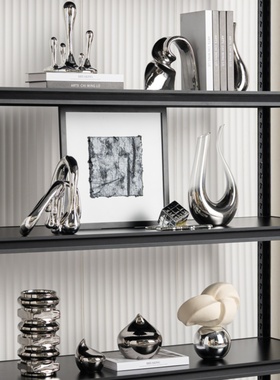 轻奢电镀银抽象雕塑壁柜摆件工艺艺术电视柜酒柜壁柜装饰高端奢华