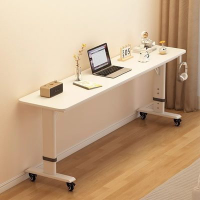 电脑桌台式卧室家用床边可升降书桌移动办公桌工作台长条桌小桌子