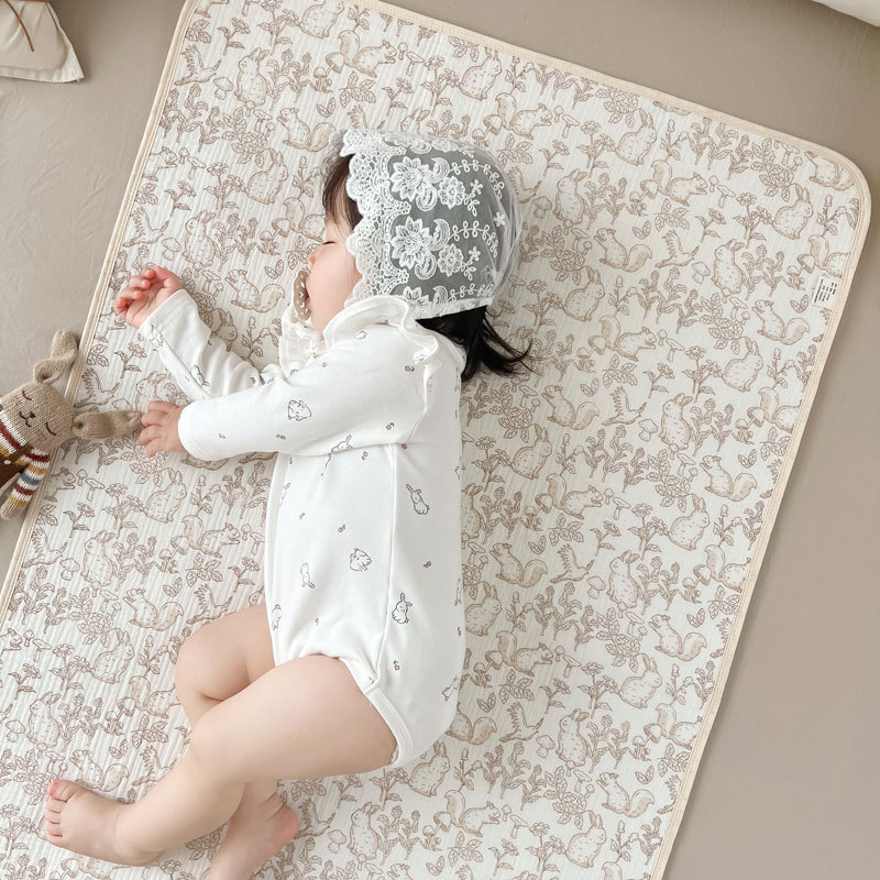 隔尿垫新生婴儿皱布棉纱布防水防滑透气儿童可水洗垫防尿床尿垫