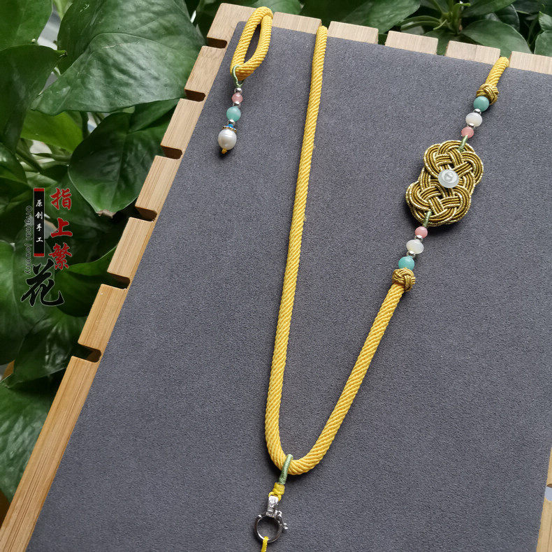 男女款可调节纯手工编织项链挂绳毛衣链配饰金银玉佛牌银扣唐卡