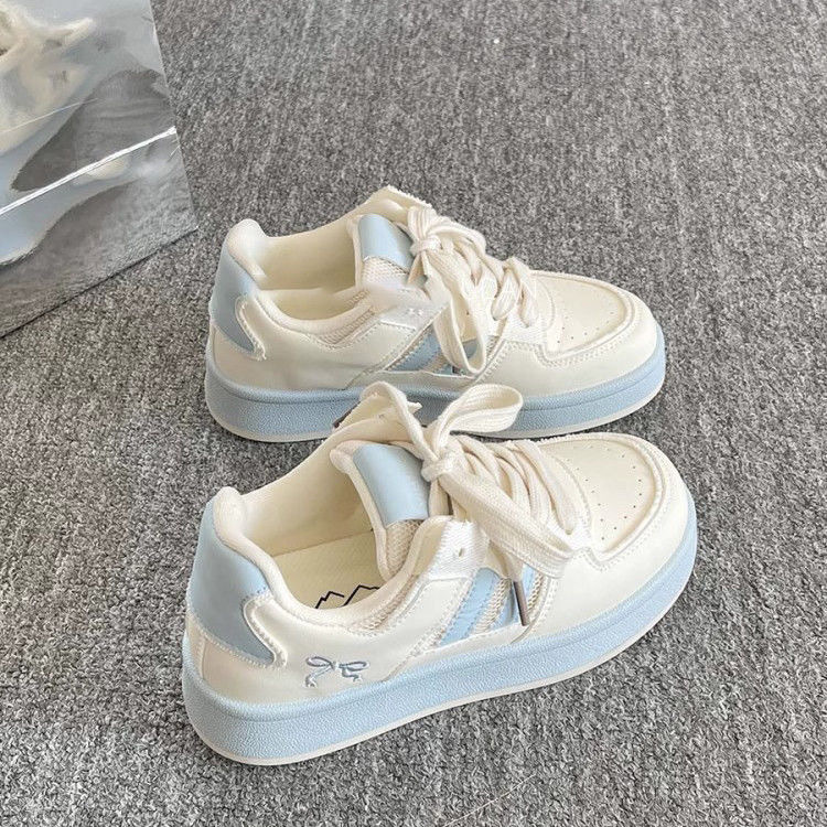 厚底皮面小白鞋女2025夏季百搭休闲板鞋ins潮网面透气学生运动鞋