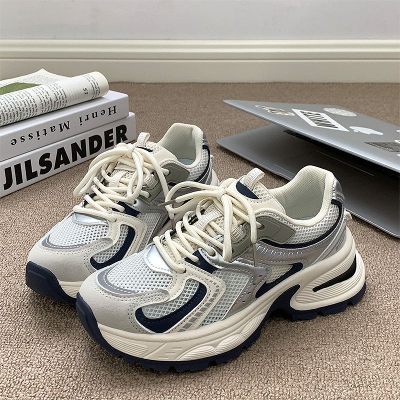 厚底增高老爹鞋女2025春秋季新款ins潮百搭网面透气休闲运动鞋子