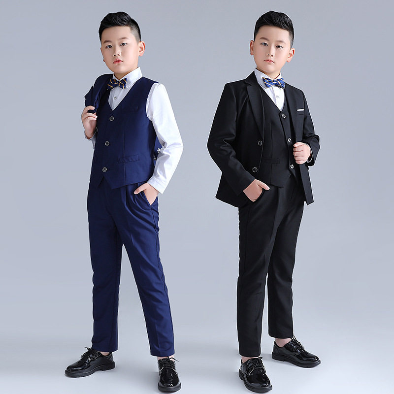 加大儿童套装韩版新款中大童加肥纯色小西服男童花童演讲主持礼服