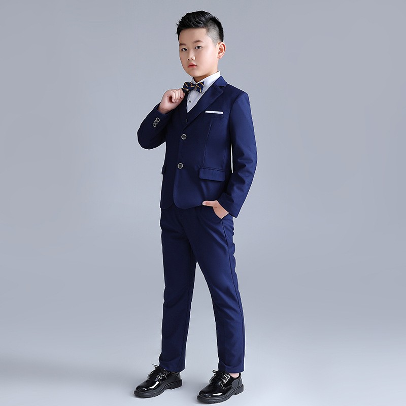 加大儿童套装韩版新款中大童加肥纯色小西服男童花童演讲主持礼服