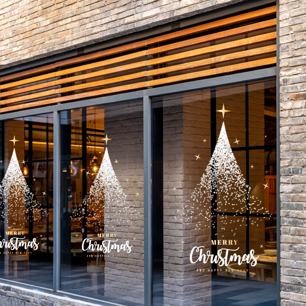 圣诞节装饰静电玻璃贴纸圣诞布置装扮店铺橱窗窗花贴门贴简约窗贴